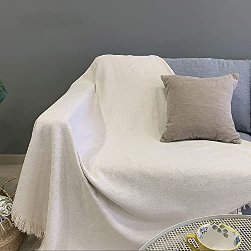 yibo Colcha Algodón Multiusos, Colcha Multiusos Sofa, Manta Foulard para Sofa y Cama, Cubresofa Cubrecama, Comoda Practica y Suave, 130x160cm, Blanco