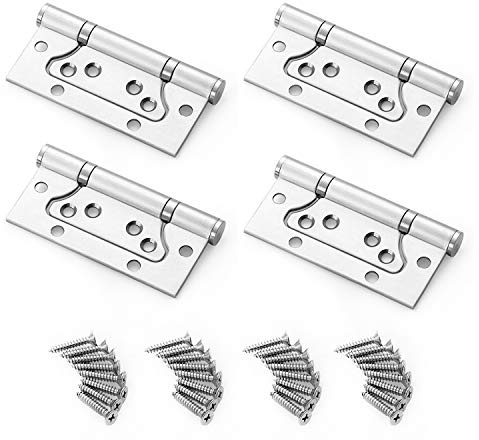 Scharniere Edelstahl,4 Stück Flush Scharnier mit Schrauben Mini Türband Türscharnier Türscharniere für Holztüren Schrank Schrankmöbel und DIY Kugellager Stumm (5 Zoll)