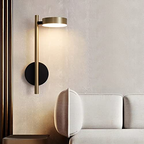 LOGT 12W LED Modern Wandlampe Innen Gold Verstellbarer Wandleuchte Schlafzimmer Nachttischlampe Wandbeleuchtung 360° Schwenkbar Innenlampe Flurleuchte Für Wohnzimmer Korridor Treppe