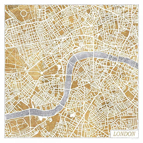 Feeling at home KUNSTDRUCK auf GEROLLTE LEINWAND Vergoldete Londoner Karte Marshall Laura - Reisen quadrat Leinwandbilder auf 380gr 100% baumwolle cm_91_X_91