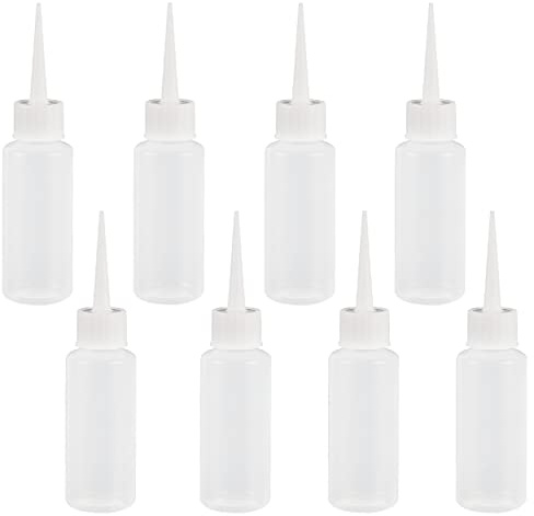IRYNA 8Pcs Squeeze Applicator Bottles 50ml Plastic Squeeze Bottles Salon Hair Color Applicator Bottle for Paint Art, Craft, Liquids, Glue