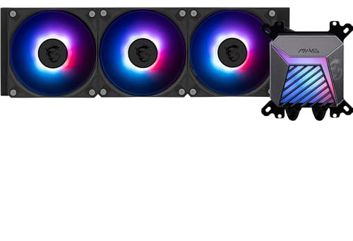 MSI MAG CORELIQUID A15 360 AIO CPU Liquid Cooler - Kupfersockel mit voller Abdeckung, verbessertes Wasserkanaldesign, ARGB GEN2, CycloBlade 9 Lüfter, Split-Flow Radiator, Lüfter mit Rifle-Lager
