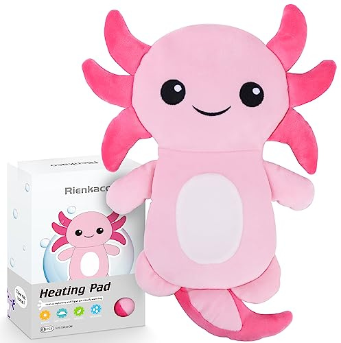 Microwave Heating Pad for Period Cramps Pain Relief, 16×12, Pink Axolotl