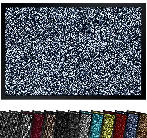 comflor Hochwertige Fußmatte Blau 90x120 groß für Innen & Außen - Schmutzfangmatte rutschfest, waschbar & wetterfest - Fussmatte für Eingangsbereich & Aussenbereich - Läufer Flur dünn