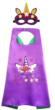 Enfants Capes Licorne Capes de Héros Halloween Fête Accessoires Cadeau Filles Garçons (Violette,70 * 70cm)