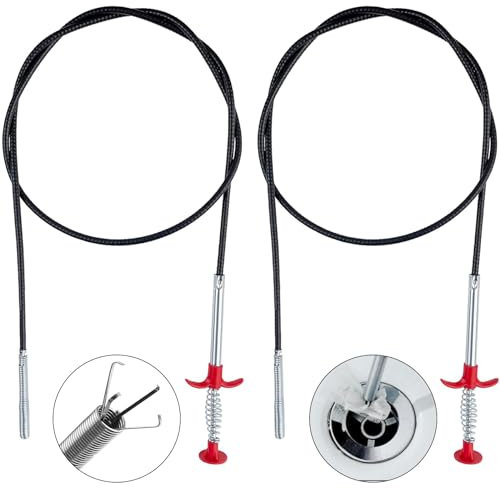 Pipe Cleaning Spiral, Pack of 2 Claw Gripper Drain Cleaner Drain Spiral Retractable Gripper 60 cm and 160 cm Flexible Pipe Cleaning Brush Bendable for Stubborn Blockages