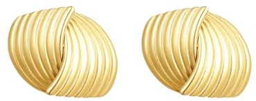Ohrringe Gold Damen, Chunky Ohrstecker Hypoallergen, 18K Vergoldet Wellen-Ohrringe für Damen, Herren, Kinder