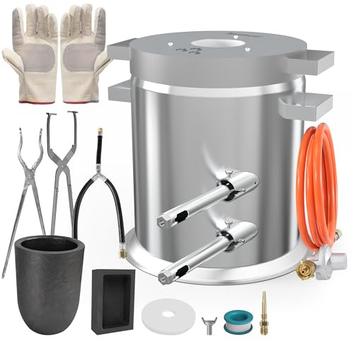 lormuzi Doppelrohr Schmelzofen 12 kg Set, beschleunigte Heizung, gleichmäßige Heizung, Set enthält Tiegel, Gussform, Zangen und Handschuhe