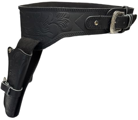 Holstergürtel Westernholster Schwarz Leder Lederholster Holster Patronenschlaufen (40 Inch (87-100cm))