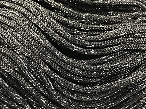 filati italiani cordini laminati Swan Glitter 500g - 450 metri per borse handmade e molto altro ancora (nero/argento, THAI GLITTER)