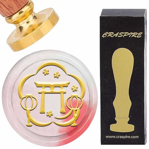 CRASPIRE Timbro Sigillo di Cera Fiori di Ciliegio Vintage Santuario Fiore Lanterna Timbri per Ceralacca 25mm Testa Removibile in Ottone con Manico in Legno per Inviti di Nozze Compleanno Buste