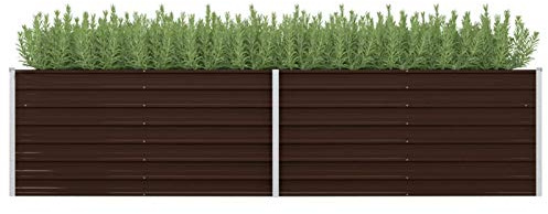 Gecheer Hochbeet Metall Hochbeete für Garten Gartenbeet Hochbeete-Kit Pflanzkübel Pflanzkasten Blumenkasten Blumenbeet Beet hoch Frühbeet für Garten Gemüsebeet Braun 320 x 80 x 77 cm Verzinkter Stahl
