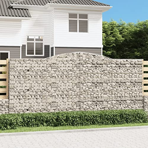 Iiaky Gabionen mit Hochbogen 2 STK. GabionenköRbe Gabionen-Hochbeet 400x30x180/200cm Verzinktes Eisen