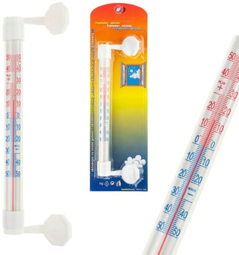 THERMOMETER ZUM AUFKLEBEN FÜR DEN AUSSENBEREICH WEISS, Wetterfest Außenthermometer Innenthermometer Analog Thermometer in Weiß auch für Innen Zimmer und Außen Garten