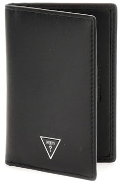 GUESS Firenze Kartenetui für Herren, flach, Leder, Einheitsgröße, Schwarz, Schwarz , Einheitsgröße, Western