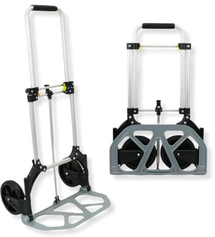 OWIJI Carrello Ruote Trasporto Portatutto Pieghevole Acciaio Portapacchi Portata 70 Kg Maniglie Antiscivolo Richiudibile Salvaspazio