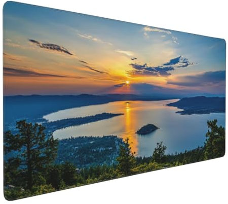 Gaming Mauspad XXL Sonnenuntergang Mousepad 800x400x4mm Landschaft Verlängertes Mauspad Schreibtischauflage,Genähte Kanten Mauspad,Verbessert Präzision Geschwindigkeit Wasserdicht Geeignet Büro Decor