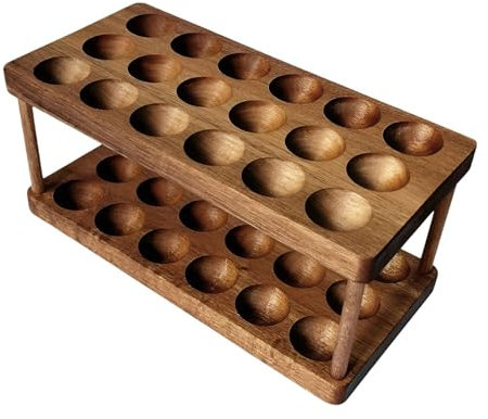 Portauova – Portauova a 2 ripiani – Portauova in legno – Portauova – Contenitore per uova da banco – Vassoio salvaspazio per uova da cucina