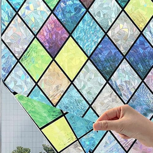 Fensterfolie Opal Milchglas Selbstklebend, Selbstklebend Fenster Mit Statischer Haftung, Fensterfolie Blickdicht Milchglasfolie, Dekofolie für Bad Küche Anti-UV Wellenmuster (B,45 cm x 100 cm)