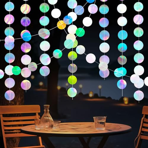 65 Ft Runde Papier Girlande Bunt,5 Stück 4m Hängende Iridescent Runde Garland,Bunt Glitzer Papier Circle Dots Garland,Glitzer Bunt Rund Girlanden,für Party Deko,Girlande Geburtstag,Hochzeitsdeko