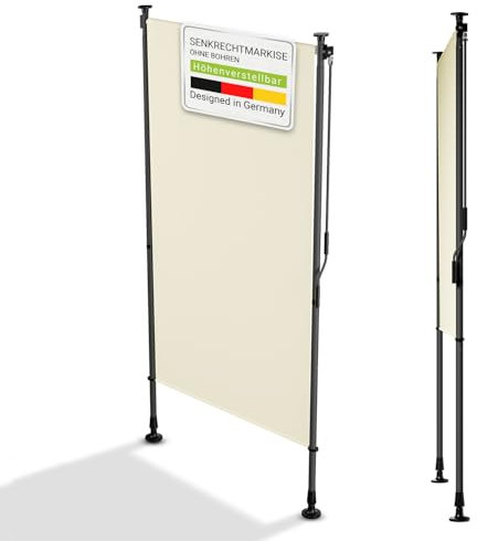 Juskys Store Vertical Barbados 100x310 cm - Store à Pince Extensible, Protection Solaire & Visuelle, Résistant aux Intempéries & UV, Déperlant - Beige