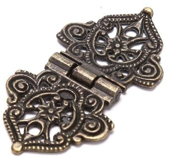 3 Stück Vintage-Scharniere aus Legierung, hohl, Blumenscharnier, 24 x 54 mm, Möbelbeschläge, Heimwerker, Kasten, Metallscharniere (Bronze)