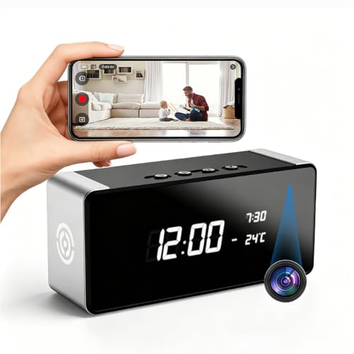 Tccbac 4K spy camera clock with night vision,small nanny cam motion detection,remote real time view,WiFi mini hidden camera for home