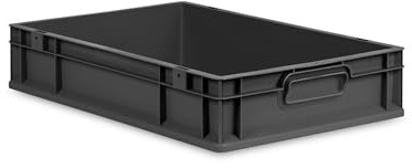 PROREGAL Eurobox NextGen Grip | HxBxT 12x40x60cm | 23 Liter | Griffe geschlossen | Schwarz | Eurobehälter, Transportbox, Transportbehälter, Stapelbehälter
