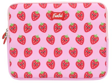 FUNFUL Funda Ordenador Portátil 14 Pulgadas de Fresa para Momentos Dulces y Divertidos - Maletín/Funda Portátil 14 Compatible con Macbook y Todos, Regalos para Niñas y Mujeres