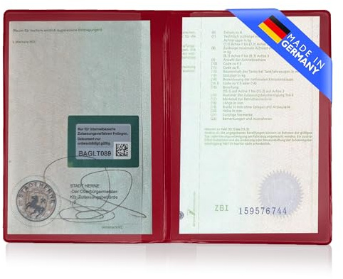 GHADA Fahrzeugschein Hülle 2-Fach – Made in Germany – PVC Dokumentenmappe für Fahrzeugschein (ZB I), Karten & Belege | Etui/Mappe in Rot