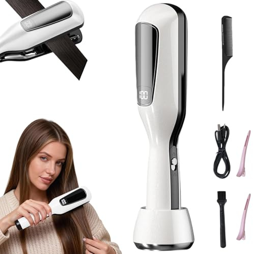 Mini Tagliacapelli Senza Fili Con Doppie Punte, Display A LED, Rimuovere Le Estremità Divise E I Capelli Danneggiati,Portatile Strumento Di Riparazione Dei Capelli Per I Viaggi In Famiglia (Bianco)