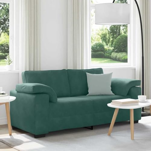 ZQQLVOO Zweisitzer-Sofa Dunkelgrün 140 cm Samtstoff Relaxsofa mit gepolsterten Sitzflächen und robustem Metallgestell für Wohnzimmer
