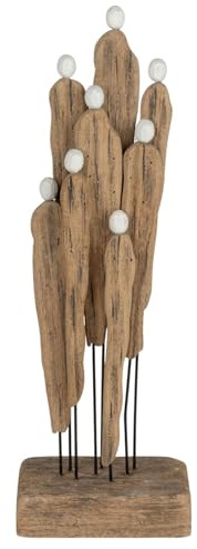 formano Deko Objekt Gruppe Holz Skulptur Figuren auf Standfuß aus Naturholz mit weißen Elementen 42 x 14 cm Moderne Liebes- & Partnerdeko für Sideboard, Regal & Büro