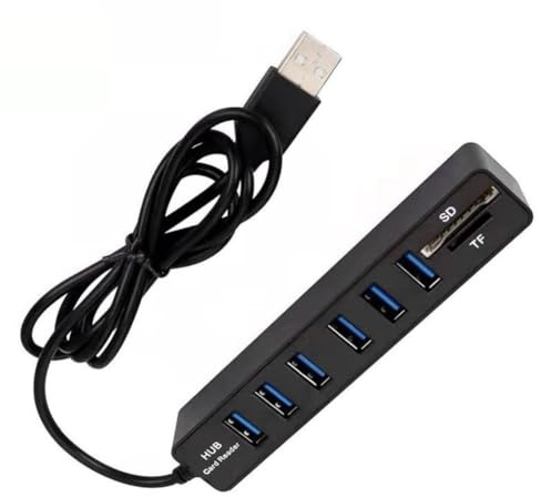 USB 6 Port Hub Multi Splitter Port Speed Transmission Memory TF Docking Station Plug And Play For Mobile Hard Drive(Black)