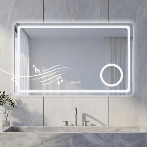 NeoArt Badspiegel mit Beleuchtung und Bluetooth 80x60cm Antibeschlag HD