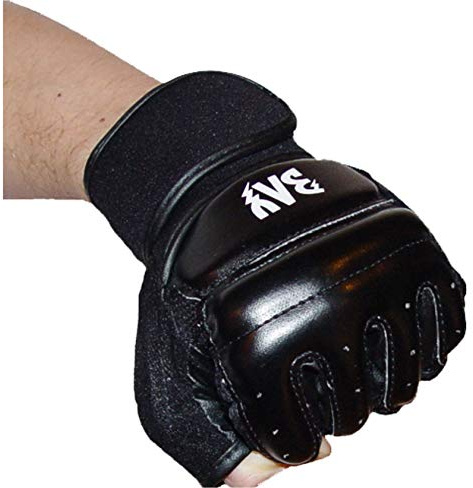 BAY Boxhandschuhe FIT aus Leder-PU mit Klettverschluss und Elastikeinsätzen für Sandsack- und Schlagtraining, Schwarz, L