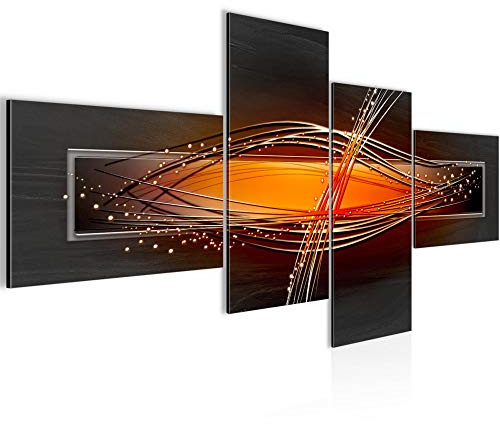 Runa Art resumen Cuadro Moderno - 100% Made In Germany - 0 Negro naranja gris 4 Piezas 103342b