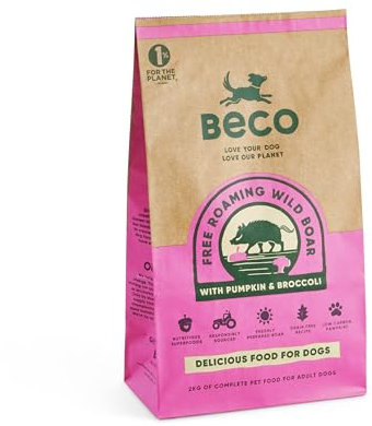 Beco Wild Boar with Broccoli and Pumpkin - 2kg - Natural & Grain Free Complete Dry Dog Food (Packaging may vary)