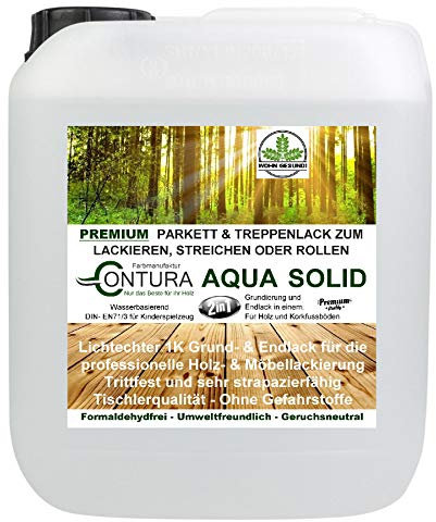 Profi 2 in 1 Parkettsiegel Grundierung und Parkettlack Treppenlack Holzlack Seidenmatt (2,5 Liter)