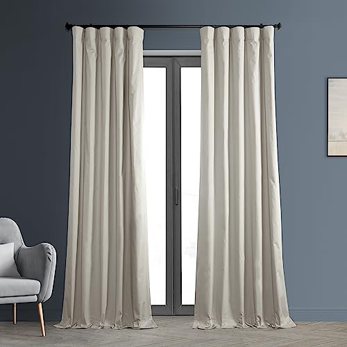 HPD Half Price Drapes PRCT-BO-P Cotton True Verdunkelungsvorhänge, 244 cm lang, solide, wärmeisoliert, Fensterbehandlungsvorhang, 127 x 244 cm (1 Panel), Baumwolle, Hellgrau, 50W x 96L (Pack of 1)