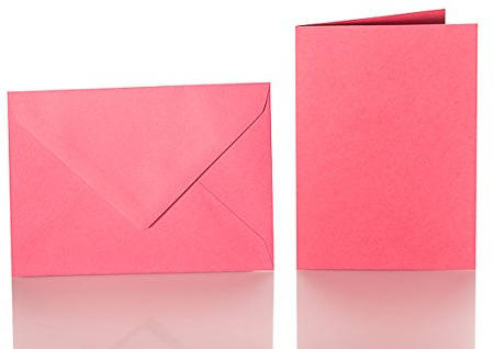Paper24 Faltkarten Set mit Brief-Umschlägen je (25 Stück in der Farbe Pink) DIN C6 114x162 mm A6 150 x 100 mm