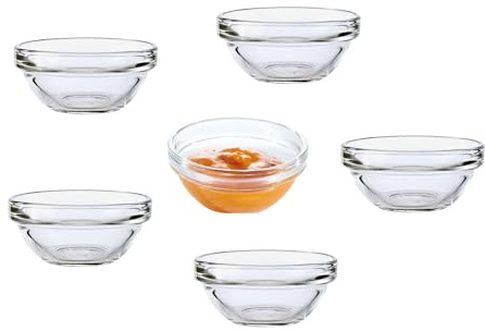 Luminarc Set of 6 Glass Dip Bowls Sauce Condiment Stacking Serving Dishes 6cm x 3cm