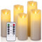 LED candles 5.5/6/6.5/7/8Set of 5 Real Wax Battery Flameless Candles Include Realistic Dancing LED Flames and 10-key Remote Control with 2/4/6/8-hours Timer Function,300+ Hours-YIWER (5x1,Ivory)