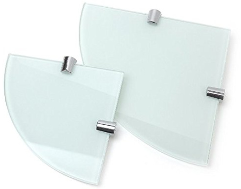 BSM Marketing Eckablagen aus gehärtetem Glas, 6 mm hoch, 2 Stück, 150 mm und 200 mm