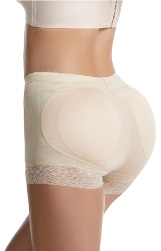 URPLITY Fake Butt Lifter Padded Panties Hip Enhancer Shaper Control Underwear Tummy Control Breathable Buttock Briefs, Beige, L(Waist29 inches-31 inches/ Hip37 inches)