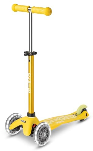 Micro® Mini Deluxe LED | Patinete Infantil Premium 3 Ruedas con Luces LED sin Pilas| Manillar Ajustable y Desmontable | Plataforma Antideslizante | Giro por Inclinación | Niños y Niñas | +2 Años