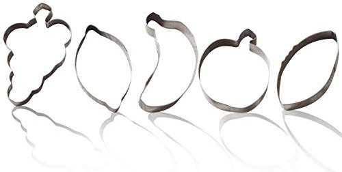 ZENKER Juego de 5 cortadores de galletas con forma de uva, plátano, manzana, limón y aguacate (color plateado), cantidad: 1 unidad