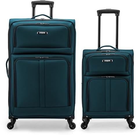 U.S. Traveler Anzio Softside Expandable Luggage with Spinner Wheels, Teal, 2-Piece Set (22/30)