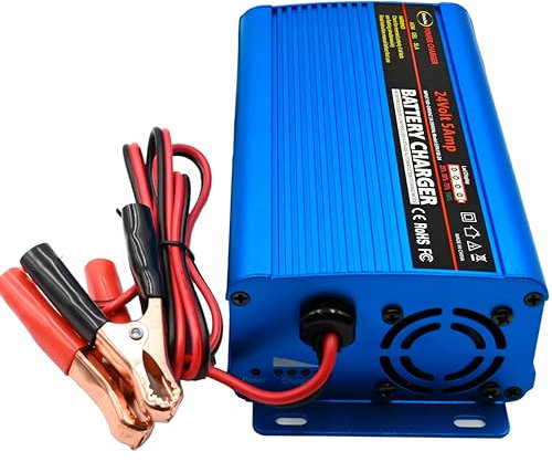 24V Battery Charger Automatic Smart Battery Charger Maintainer 5A Trickle Charger with Alligator Clips for Charging AGM Gel Lead-Acid Batteries for Cars wheelchairs Boats(UK Plug)