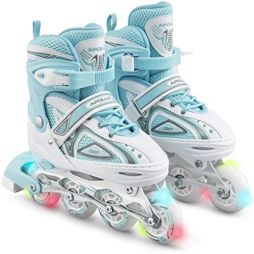 Apollo Super Blades, größenverstellbare Inline Skates für Damen und Kinder, Inliner für Erwachsene, Mädchen und Jungen in den Größen 31–42, LED Inline-Skates